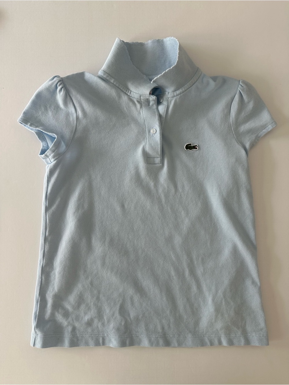 Lacoste Girls Light Blue Polo Shirt With Scalloped Collar Size 8